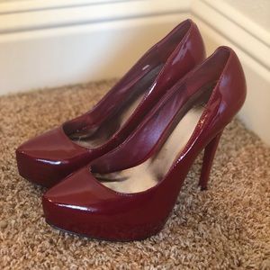 Bakers Red Pointed Toe Pumps